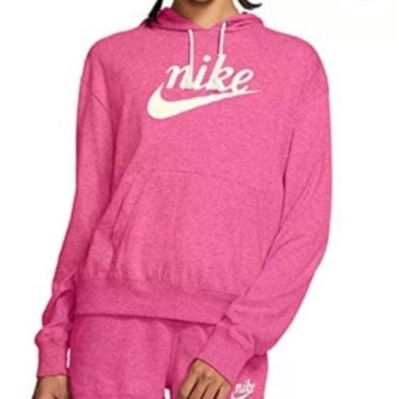 Nike Pink Vintage Logo Hoodie Sweatshirt Pullover Medium - Picture 1 of 9